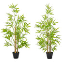 HOMCOM Set of 2 Artificial Bamboo Trees Decorative Plant with Nursery Pot