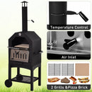 Outsunny 3-Tier Freestanding Outdoor Pizza Oven & Charcoal BBQ Grill - Black