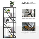 Industrial Storage Shelf Bookcase Floor Standing Display Rack with Metal Frame for Living Room & Study