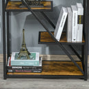 Industrial Storage Shelf Bookcase Floor Standing Display Rack with Metal Frame for Living Room & Study