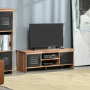 TV Stand Cabinet Unit for TVs up to 42 Inches with 2 Drawers and 2 Storage Compartment Wire Hole Entertainment Console for Living Room Black Media w/ Open Center