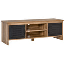 TV Stand Cabinet Unit for TVs up to 42 Inches with 2 Drawers and 2 Storage Compartment Wire Hole Entertainment Console for Living Room Black Media w/ Open Center