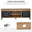 TV Stand Cabinet Unit for TVs up to 42 Inches with 2 Drawers and 2 Storage Compartment Wire Hole Entertainment Console for Living Room Black Media w/ Open Center