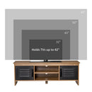 TV Stand Cabinet Unit for TVs up to 42 Inches with 2 Drawers and 2 Storage Compartment Wire Hole Entertainment Console for Living Room Black Media w/ Open Center