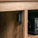 TV Stand Cabinet Unit for TVs up to 42 Inches with 2 Drawers and 2 Storage Compartment Wire Hole Entertainment Console for Living Room Black Media w/ Open Center