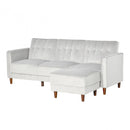 Upholstered Sofa bed Reversible Sectional Sofa Set Velvet-Touch Sleeper Futon with Footstool, Light Grey Modern