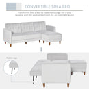 Upholstered Sofa bed Reversible Sectional Sofa Set Velvet-Touch Sleeper Futon with Footstool, Light Grey Modern