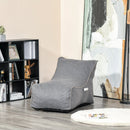 Bean Bag Chair, Large Foam Stuffed lounger Indoor Furniture with Washable Cover, Side Pockets and Backrest, Dark Grey w/