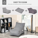 Bean Bag Chair, Large Foam Stuffed lounger Indoor Furniture with Washable Cover, Side Pockets and Backrest, Dark Grey w/