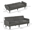 Upholstered Sofa bed 3 Seater Home Theater Linen-Touch Sleeper Futon Recliner with Storage Console & Cup Holders, Grey Armrest