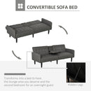 Upholstered Sofa bed 3 Seater Home Theater Linen-Touch Sleeper Futon Recliner with Storage Console & Cup Holders, Grey Armrest