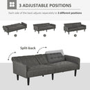 Upholstered Sofa bed 3 Seater Home Theater Linen-Touch Sleeper Futon Recliner with Storage Console & Cup Holders, Grey Armrest