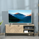 Double Door TV Cabinet Stand with Adjustable Storage Shelves Entertainment Unit Center Home Furniture, for Living Room Bedroom, Natural Shelves