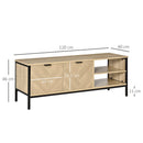 Double Door TV Cabinet Stand with Adjustable Storage Shelves Entertainment Unit Center Home Furniture, for Living Room Bedroom, Natural Shelves