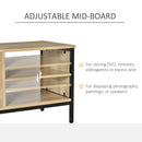 Double Door TV Cabinet Stand with Adjustable Storage Shelves Entertainment Unit Center Home Furniture, for Living Room Bedroom, Natural Shelves