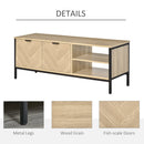 Double Door TV Cabinet Stand with Adjustable Storage Shelves Entertainment Unit Center Home Furniture, for Living Room Bedroom, Natural Shelves