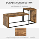 Set of 2 Coffee Tables Industrial Style Tea Table, Side Table w/ Metal Frame for Living Room Bedroom Black & Brown Tables