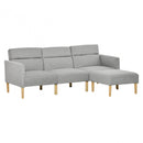 Upholstered Sofa bed Reversible Sectional Sofa Set linen-Touch Sleeper Futon with Footstool, Light Grey Footstool