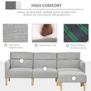 Upholstered Sofa bed Reversible Sectional Sofa Set linen-Touch Sleeper Futon with Footstool, Light Grey Footstool
