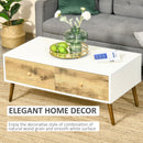 Coffee Table for Living Room, Office, Study Room, Reception Room, w/ 4 Storage Drawers, Sofa Table, Graceful Functional Table, Natural Wood TV