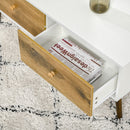 Coffee Table for Living Room, Office, Study Room, Reception Room, w/ 4 Storage Drawers, Sofa Table, Graceful Functional Table, Natural Wood TV