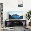 High Gloss TV Stand Cabinet with LED RGB Lights and Remote Control for TVs up to 65"", Media TV Console Table with Storage Compartment - Black