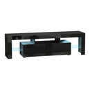 High Gloss TV Stand Cabinet with LED RGB Lights and Remote Control for TVs up to 65"", Media TV Console Table with Storage Compartment - Black
