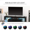High Gloss TV Stand Cabinet with LED RGB Lights and Remote Control for TVs up to 65"", Media TV Console Table with Storage Compartment - Black