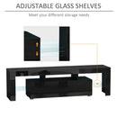 High Gloss TV Stand Cabinet with LED RGB Lights and Remote Control for TVs up to 65"", Media TV Console Table with Storage Compartment - Black