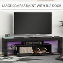 High Gloss TV Stand Cabinet with LED RGB Lights and Remote Control for TVs up to 65"", Media TV Console Table with Storage Compartment - Black