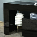 High Gloss TV Stand Cabinet with LED RGB Lights and Remote Control for TVs up to 65"", Media TV Console Table with Storage Compartment - Black
