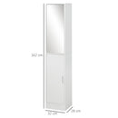 kleankin Tall Mirrored Bathroom Cabinet, Bathroom Storage Cupboard, Floor Standing Tallboy Unit with Adjustable Shelf, White w/Adjustable Shelf