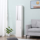 kleankin Tall Mirrored Bathroom Cabinet, Bathroom Storage Cupboard, Floor Standing Tallboy Unit with Adjustable Shelf, White w/Adjustable Shelf