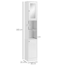 Tall Bathroom Storage Cabinet with Mirror, Freestanding Floor Cabinet Tallboy Unit with Adjustable Shelves, White and