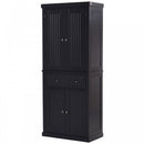 MDF Storage Cabinet Freestanding Tall Kitchen Cabinet Cupboard Drawer Kitchen Pantry Home Organizer Furniture, 183H x 76.2W x 40.2Dcm, Black