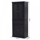 MDF Storage Cabinet Freestanding Tall Kitchen Cabinet Cupboard Drawer Kitchen Pantry Home Organizer Furniture, 183H x 76.2W x 40.2Dcm, Black