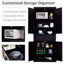 MDF Storage Cabinet Freestanding Tall Kitchen Cabinet Cupboard Drawer Kitchen Pantry Home Organizer Furniture, 183H x 76.2W x 40.2Dcm, Black