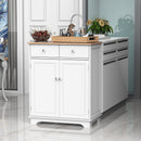 Space Saving Kitchen Island with Anti-fall Device, Multifunctional Storage Cabinet with Adjustable Shelf for Kitchen, Living Room Rubber Cabinet, 68W x 40.3D x 85Hcm, White