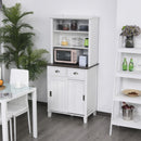 Freestanding Kitchen Pantry Cabinet Cupboard with Sliding Doors and Open Shelves, Adjustable Shelving, Modern Hallway Display Case, Counter Storage Cainet Centerpiece Unit,76Wx 48D x 169Hcm, White