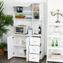 HOMCOM Freestanding Kitchen Cupboard, Open Compartments for Microwave -  White