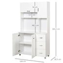 HOMCOM Freestanding Kitchen Cupboard, Open Compartments for Microwave -  White