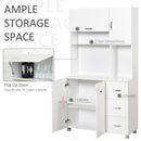 HOMCOM Freestanding Kitchen Cupboard, Open Compartments for Microwave -  White