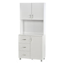 HOMCOM Free standing Kitchen Cupboard, Adjustable Height Storage Unit -  White