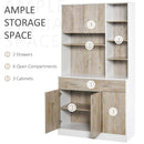 Kitchen Pantry Buffet Server with Hutch Multi Storage Cupboard Cabinet Sideboard, Bookcase with Drawers for Living Room, 100W x 39D x 180H cm