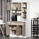 Kitchen Pantry Buffet Server with Hutch Multi Storage Cupboard Cabinet Sideboard, Bookcase with Drawers for Living Room, 100W x 39D x 180H cm