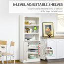 Kitchen Cupboard with 6-tier Adjustable Shelving, Freestanding Sideboard with 3 Open Compartments and Double-Door Cabinet  - White