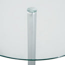 Round Bar Table W/ Glass Top-Transparent Glass, Silver