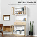 HOMCOM Modern Kitchen Cupboard, Freestanding Storage Cabinet Hutch with Central Drawer, 2 Glass Door Cabinets and Countertop,180cm