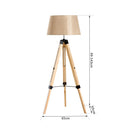 HOMCOM Tripod Floor Lamp Wooden Adjustable Modern Illumination Design E27 Bulb Compatible (Cream Shade) 99-143H