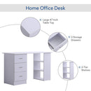 HOMCOM 120cm Computer Desk Writing Table PC Workstation Study Laptop Stationery w/ 3 Shelf & Drawers White